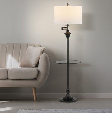 Cora 60" Metal/Glass LED Side Table and Floor Lamp